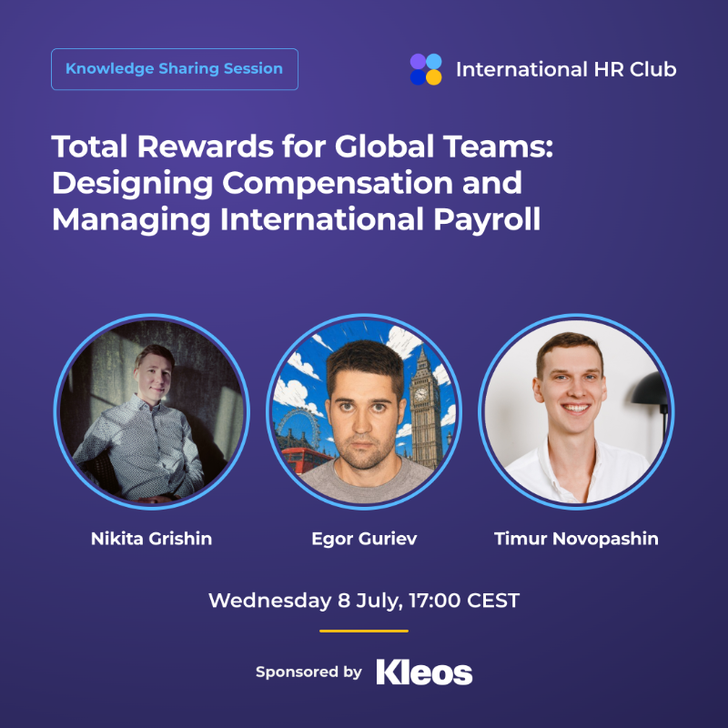 Session banner: Total Rewards for Global Teams, with Nikita Grishin, Egor Guriev and Timur Novopashin